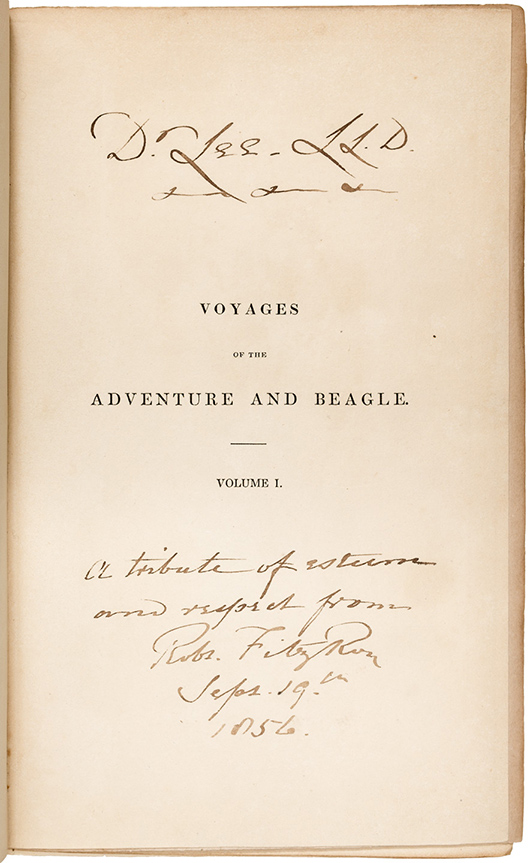 Charles Darwin narrative, three volumes, first edition. Estimate: $30,000-$50,000. PBA Galleries image.